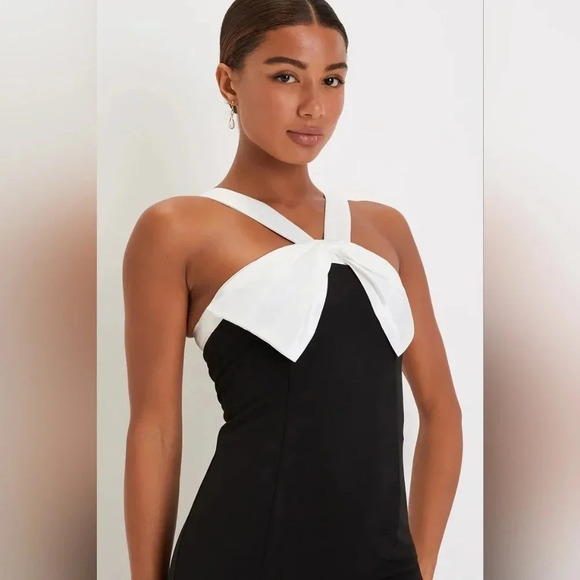 Lulus Luxurious Outlook Black and White Bow Mermaid Maxi Dress Party Prom - Picture 5 of 12